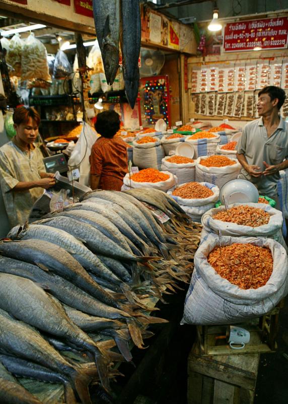 Dried shrimp and fish at Bangkok market
