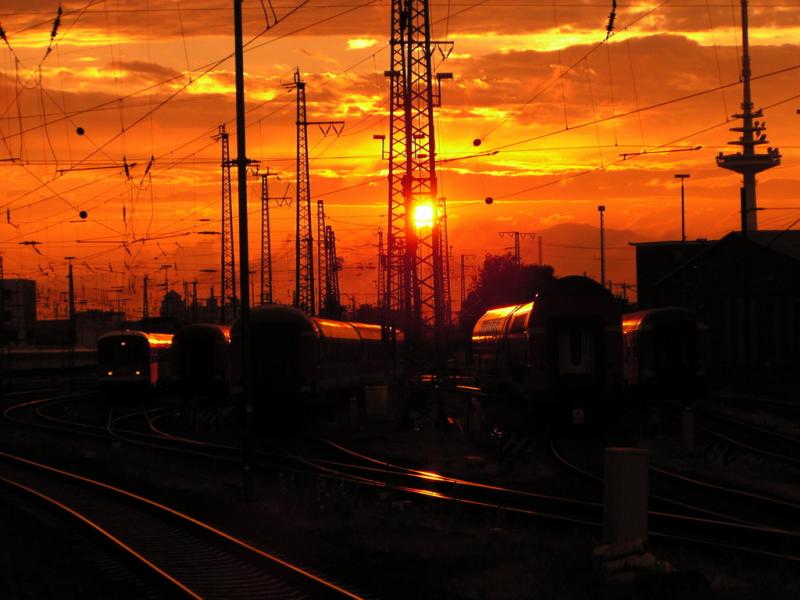 Sundown in the railway station