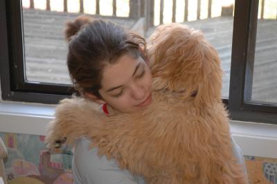 Happiness is a hug from your puppy