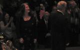 Argerich often turned to acknowledge center terrace crowd at stage-back