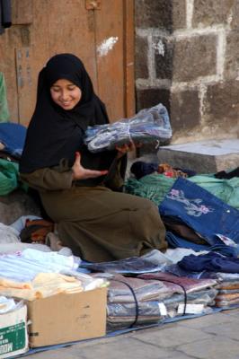 Girl street vendor, Sanaa, Yemen