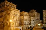 Part of Old Town Sanaa along the Saila, illuminated at night
