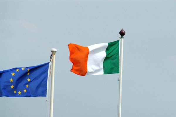 Irish and EU flags
