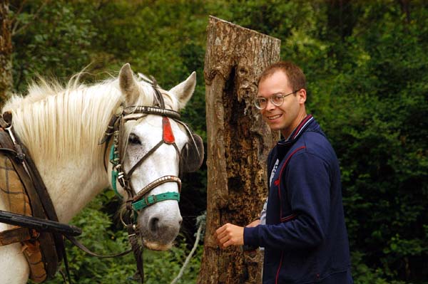 Roy greets horse, Killarney National Park
