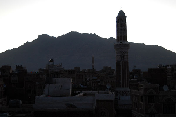 Dawn over Sana'a from atop the Arabia Felix Hotel