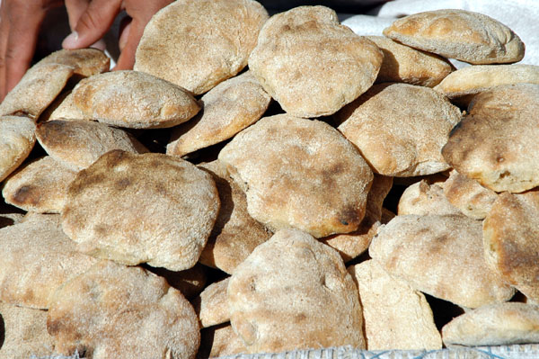 The staple food of the Yemeni diet, khubz - or flat bread