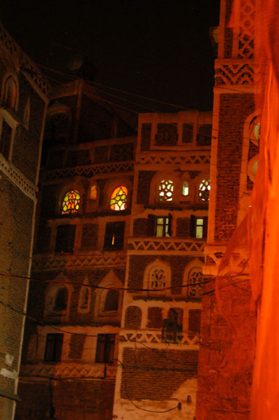 Old Town Sana'a windows, night