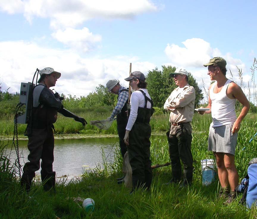 Preparing to start fish survey at Joys Road
