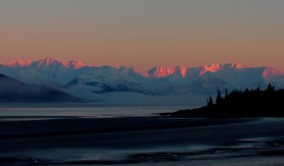 Sunrise along Turnagain Arm, Chugach Mountains Alaska