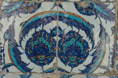 Iznik tiles and other pieces of Turkish earthenware