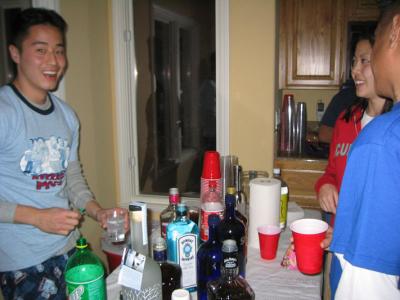 chen making a drink for tina