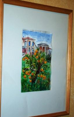 Apelsintrd i Grekland, akvarellfrn Ulla