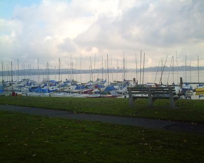 Marina with Lake Washington and Bellevue in the background