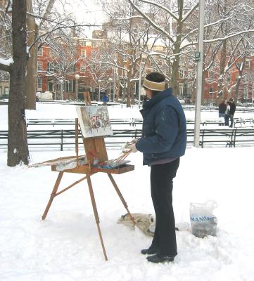 Washington Square Park Winter Scene