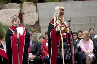 Alaskan Native Tlingit Family performing the Ceremonial Dance