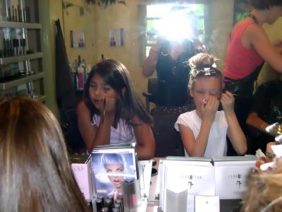 Bianca and Evan budding Makeup artists!