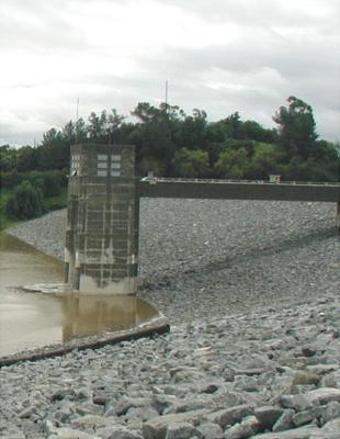 The Access Bridge leading from the top of the dam to the Control House.