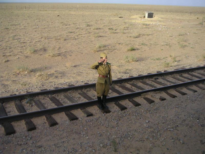 Mongolian salute at the border
