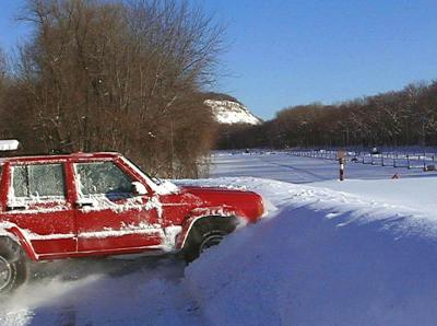 Jeep Through Snowbank