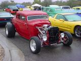 red Ford 5 window coupe