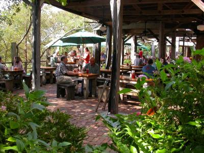 October outdoor lunch at the Gristmill, Gruene, Texas