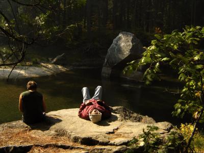 Relaxing on the Merced, Yosemite National Park, California, 2004