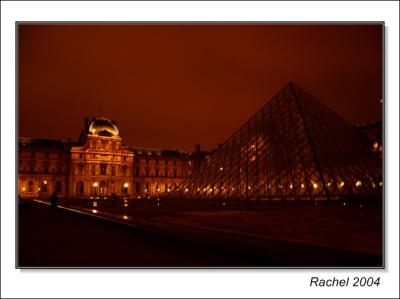 Le Louvre museum at night, Paris