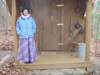 Michele at the Woods Cabin