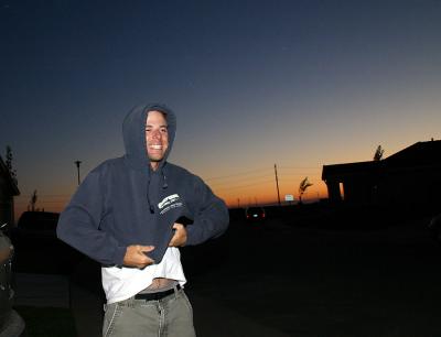 Eric getting ready for some pyrotechnics (A.K.A. fireworks)