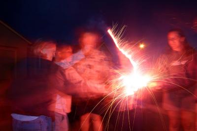 Everybody having fun with sparklers