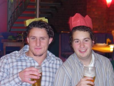 Jeff and Geoff in their Christmas cracker crowns at our semester-end party.