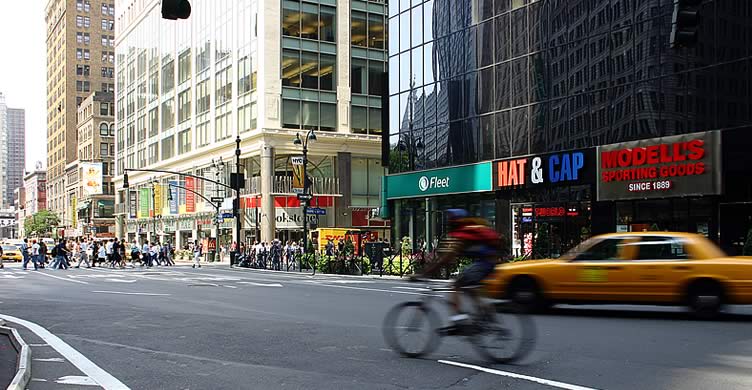 Bicycle courier on Broadway