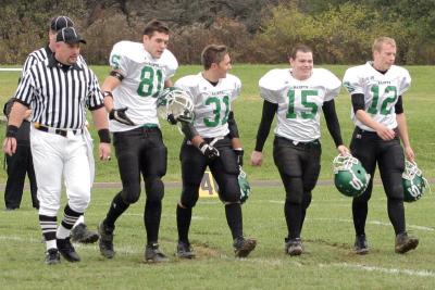 Seton's Team Captains coming out to midfield at the beginning of their last game