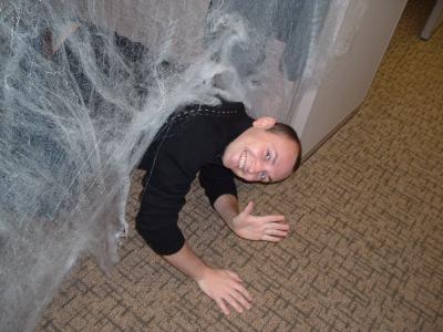 Tomasz climbing into his cube