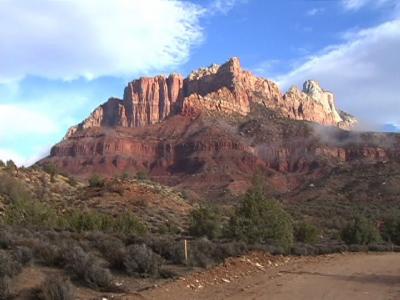 View from the road in front of the driveway