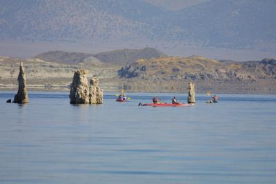 Mark and Lee, kayaking amongst the tufas