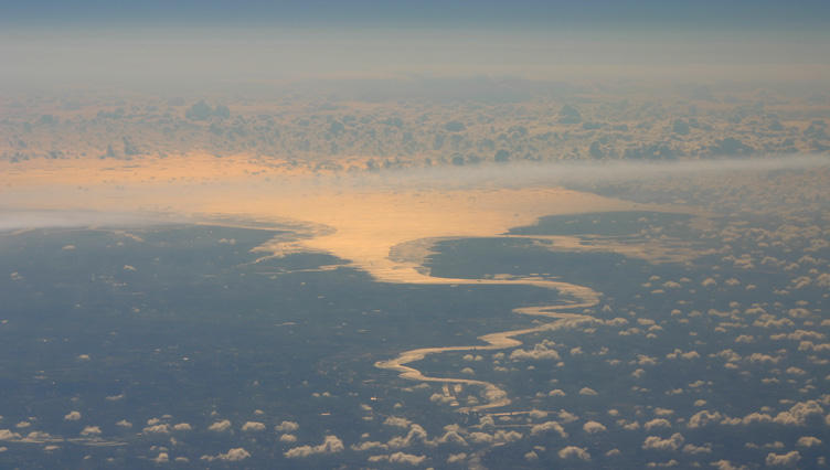 Vapour trails over the Thames Estuary