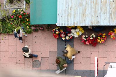 Looking down - flower stall