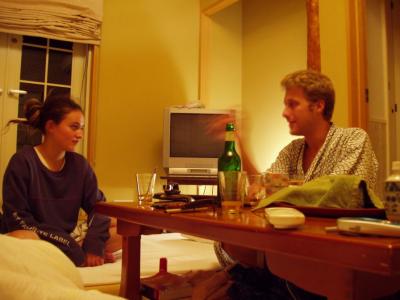 At the hotel after our first night of camping