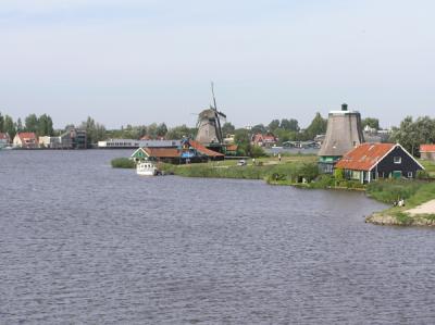 Windmills on the riverbank