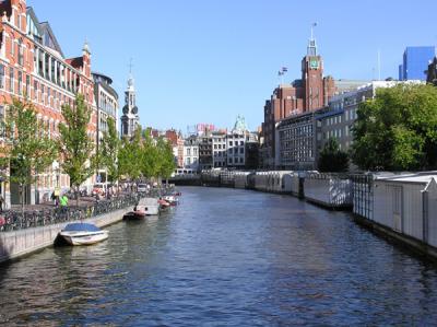 Amsterdam Canal - Floating Flower Market on right