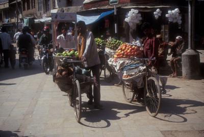 Selling fruit from bicycles