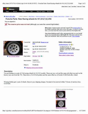 Minilite 8x15 Forged Aluminum Wheels eBay 04162004 -  $1075 RNM - Photo 1