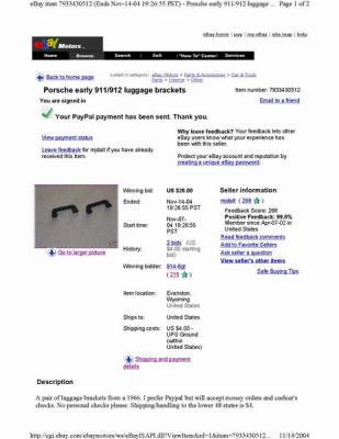 Porsche 911 Luggage Brackets - eBay Nov142004 $30 - Page 1
