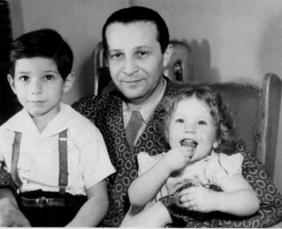 My father with my sister Judy and me, Chicago, 1947.