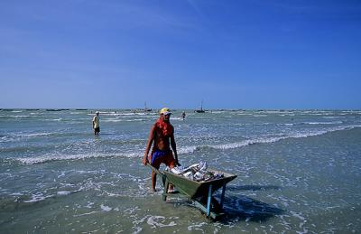 pescadores descarregando barcos em Bitupit (Pontal das Almas), Barroquinha