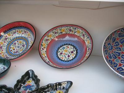 This maker's hand-painted pottery is exhibited in The British Museum.   The large bowl was $50, but I had to watch my budget.