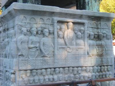 Bas relief on the marble base of the Obelisk, constructed in 389 AD