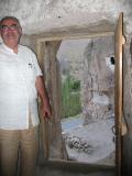 Aykut at the cave church door