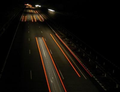 Light trails, M42 motorway in Warwickshire